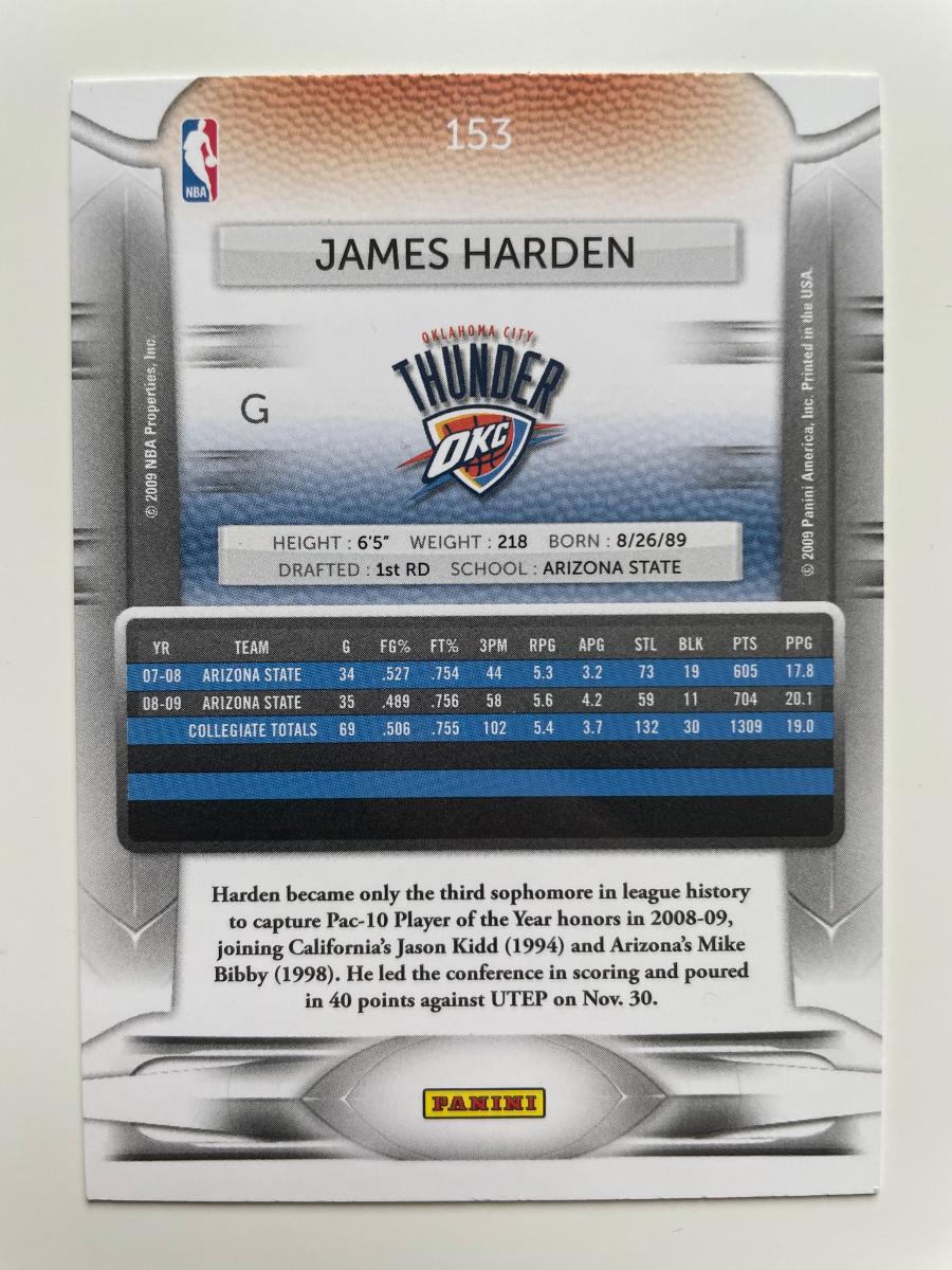 2009 James Harden rookie NBA karta Panini Prestige  - Sportovní sbírky