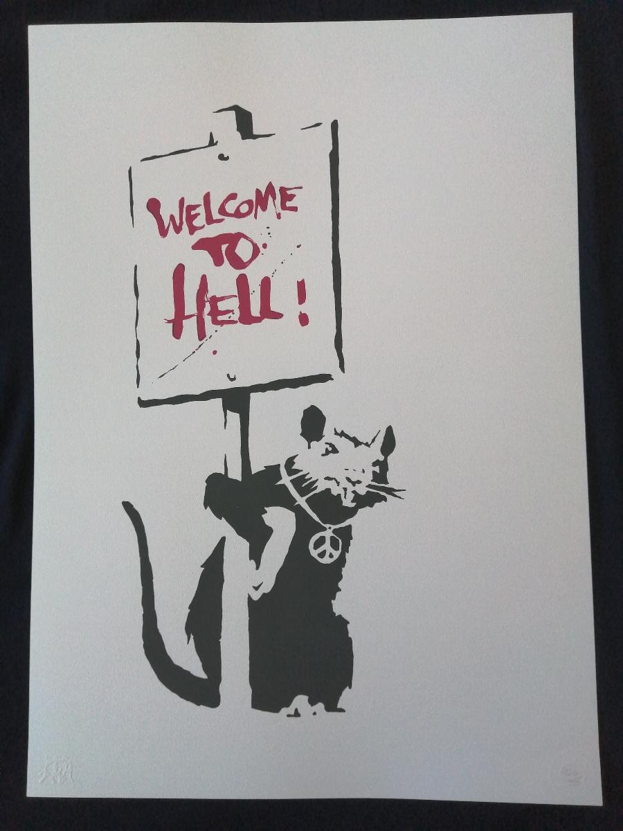 BANKSY Litografia | Welcome to Hell – limitovaná edícia - Výtvarné umenie