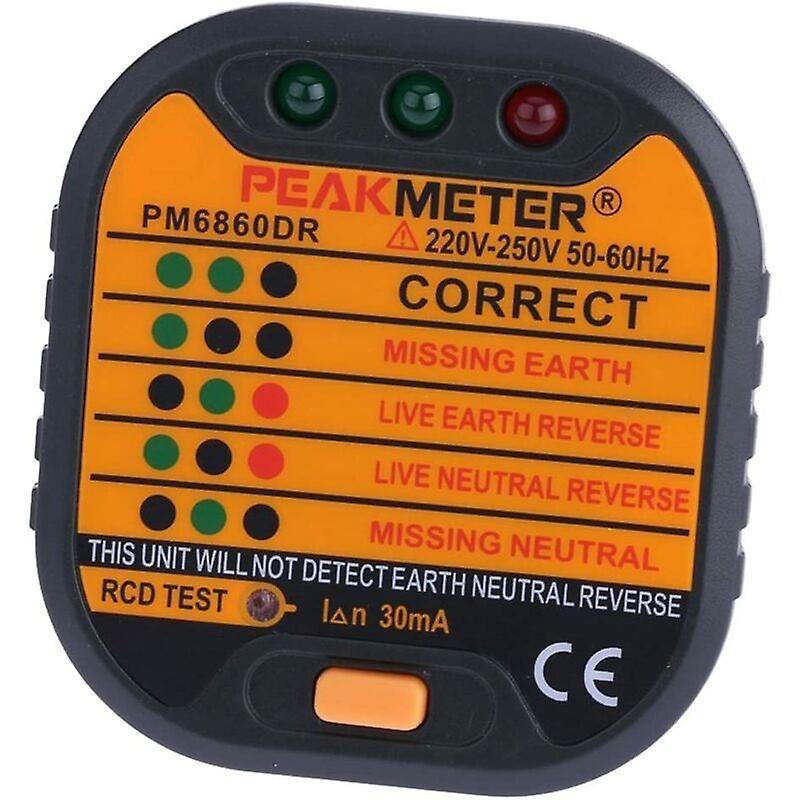 Tester elektrických zásuviek Peakmeter PM6860DR zásuvný - Stavebniny