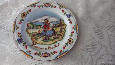 Porcelánový talíř - Pozdrav z Beskyd-Kudělka-Valašsko