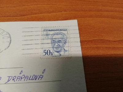 Poštovní známka, ražená - státník, na pohlednici - 50h
