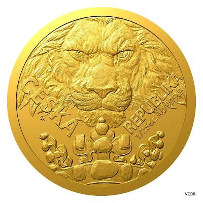 Číslovaný Český lev 2023 - Zlatá 1/25oz investiční mince