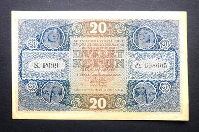 20 korun 1919 serie P v nadhernem stavu aUNC !!
