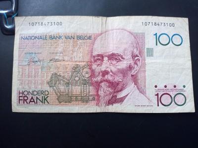 100 francs Belgie z období 1982-1994.