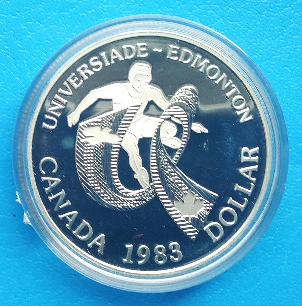 Kanada 1 dolár 1983 Hra Edmonton KM 138 Ag kapsule Proof - Numizmatika