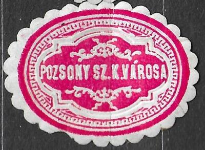 papírová pečeť Bratislava Město   Pozsony sz. k. Városa zálepka