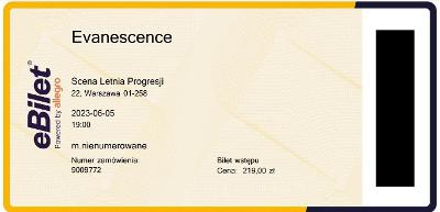 1x Evanescence koncert ve Varšavě 5.6.2023