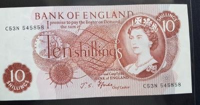 1968 - Bank Of England J S Fforde - Desať Shillingov Bankovka