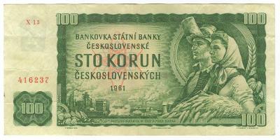 1961 (ČSSR) - Bankovka 100 Kčs, série X13, NEperforovaná (1797)