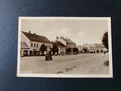 Brno venkov Velká Byteš náměstí stará pohlednice čerpačka benzínka 