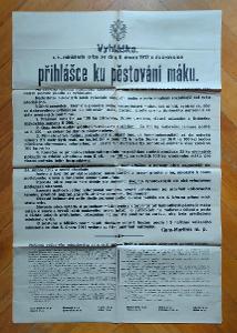 29 - Vyhláška o dobrovolné přihlášce ku pěstování máku 1917