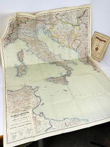 Stará mapa s názvy každého přístavu Perthes-Karten Südeuropa