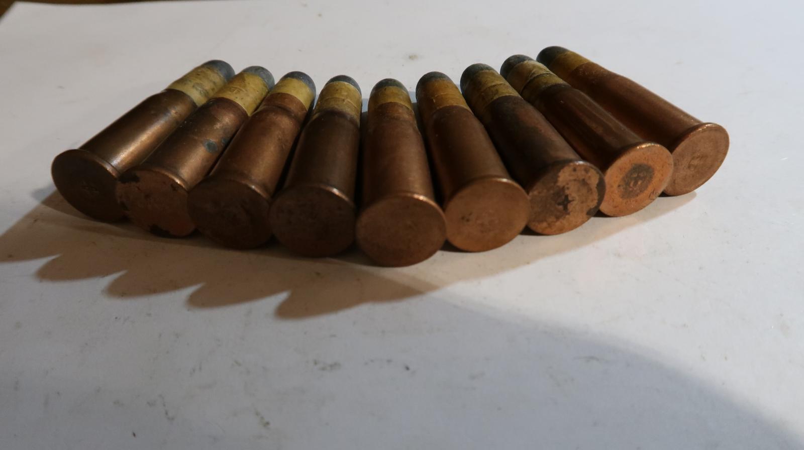 Zberateľské histor. náboje 10,4x38 RF VETTERLI,M1869, 9 kusov - Vojenské sběratelské předměty