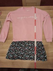 A-0109_Secondhand - Mikina se sukní, růžová, dívčí, délka 78cm