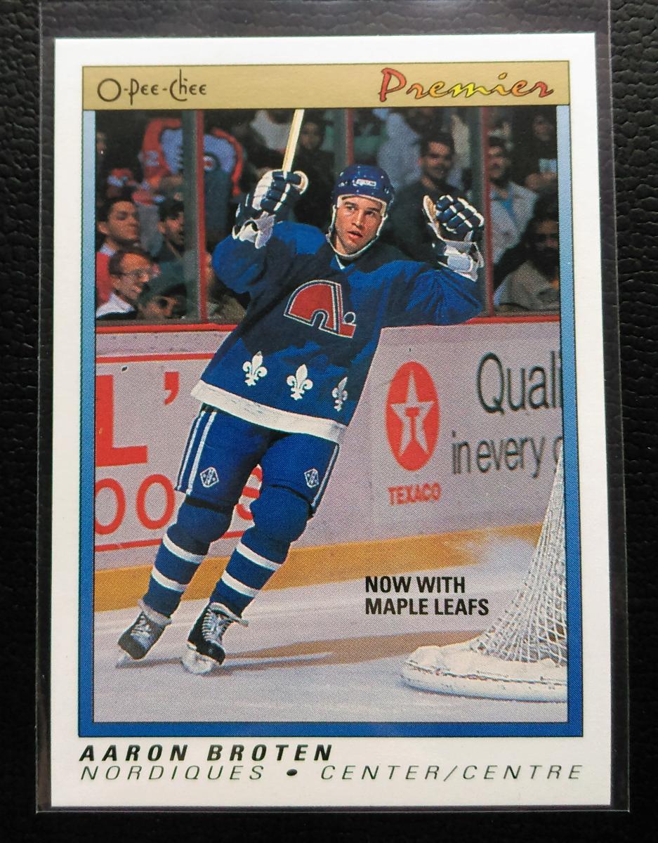 1990/91 O-Pee-Chee Premier #10 Aaron Broten Quebec Nordiques - Hokejové karty