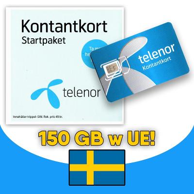 SIM karta Telenor Švédsko 150 GB v EU Internet