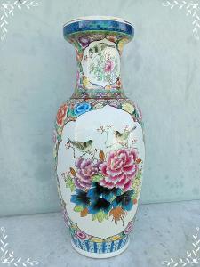 Luxusní porcelánová zdobená malovaná xxl váza  