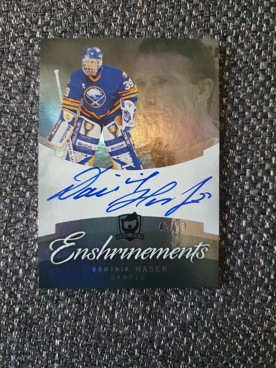 2014-15 Dominik Hasek Sabres UD THE CUP Enshrinements 24/50 Autographed  Card #E-DH