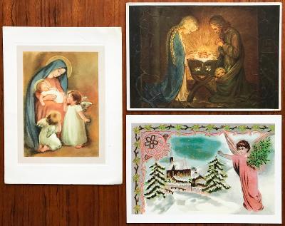 ! ! ! 3 pohlednice: ANDĚL, andělé, Vánoce, betlém ! ! !
