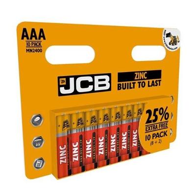Baterie JCB zinko-chloridová, mikrotužkové AAA baterie R03, blistr 10 