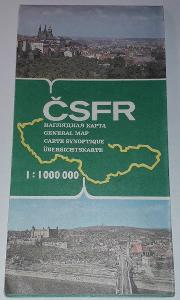 ČSFR rozkládací cizojazyčná mapa 1:1.000.000