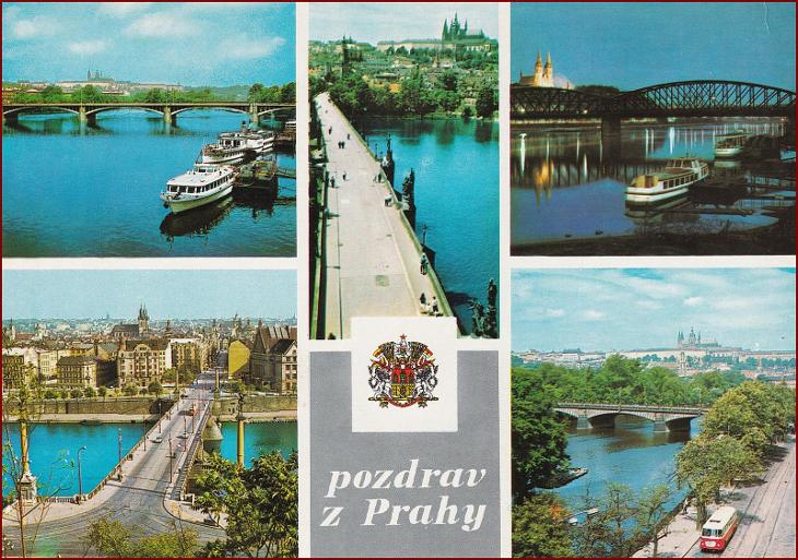 Praha (město) * erb, heraldika, mosty, doprava, okénková * B204 - Pohlednice místopis
