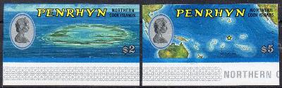 Penrhyn- Penrhynský atol 1975**  Mi.64-65/ stříhané/ zoubkované 22 €