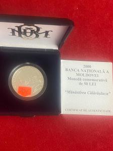 50 lei Moldavsko monastery Calarasovkag Česka mincovna naklad 1000 kus