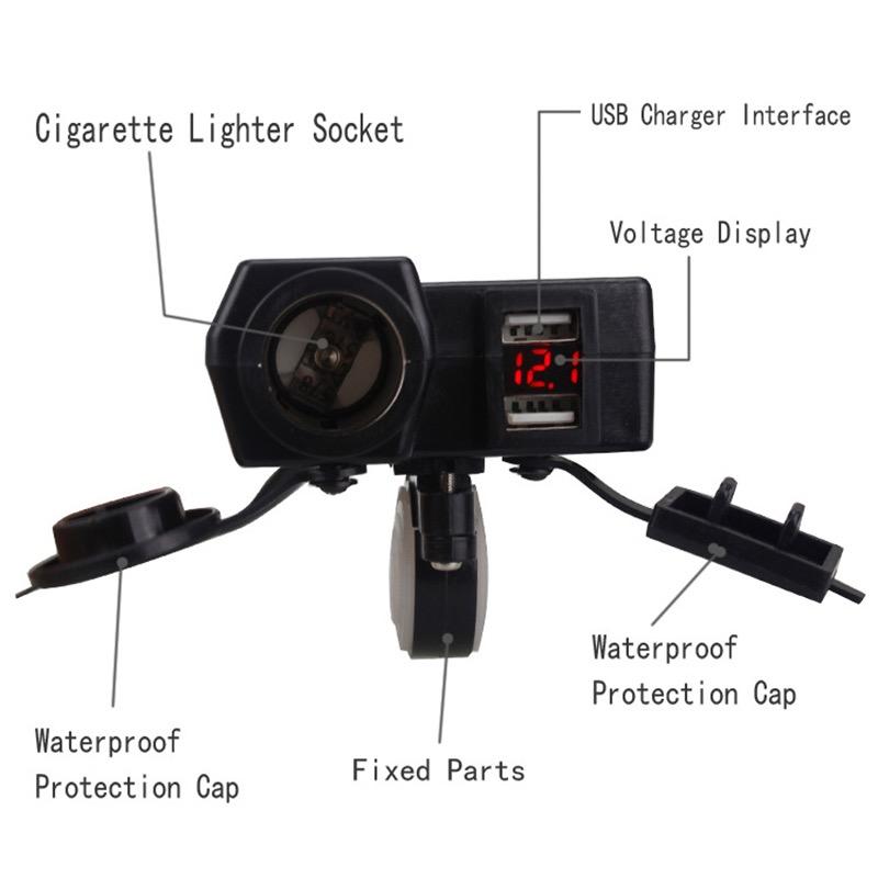 CL zásuvka 12/24V USB VOLTMETR pro motocykl s vypínačem multifunkční - Auto-moto