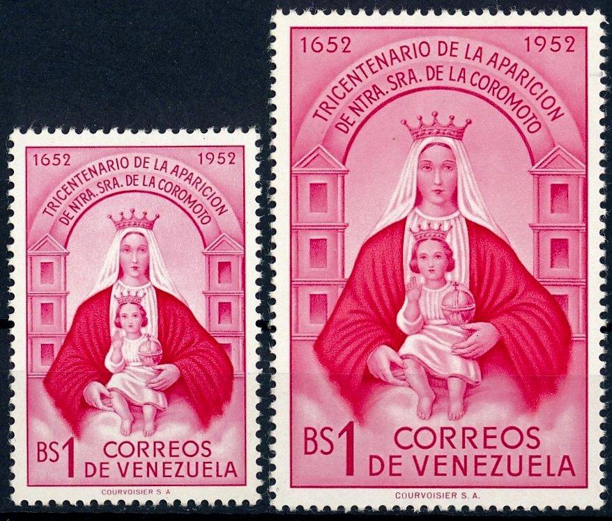 Venezuela 1952 ** /Mi. 835-6 zjavenie Márie náčelníkovi indiánov , /22/ - Známky