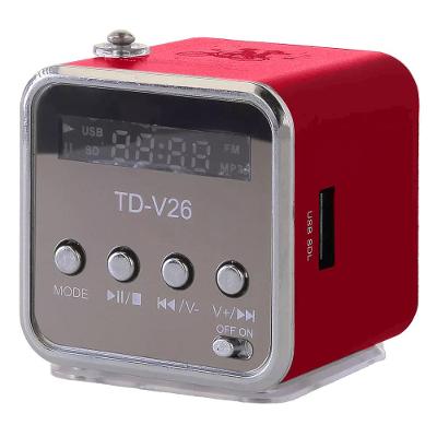 Mini reproduktor přehrávač MP3 USB radio TD-V26 0105 červený