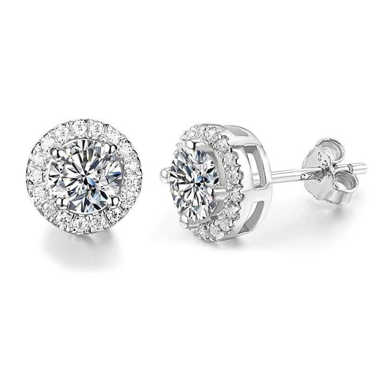 Diamantové Náušnice Stříbrné 925 diamant moissanit moissanite 2 ct. - Stříbrné šperky
