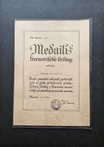 Dekret k udělení medaile MEDAILIS TROCNOVSKÉHO HRDINY 1947 stav foto