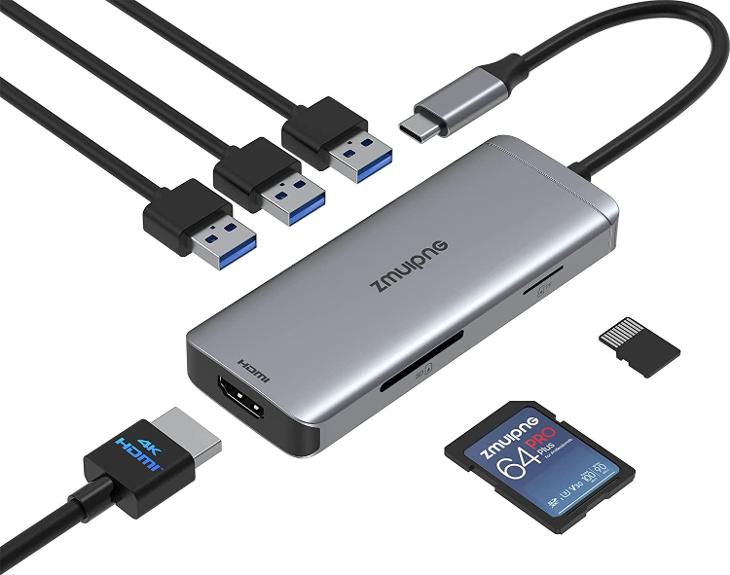 USB-C adaptér HUB 6v1 ZMUIPNG/HDMI 4K/3xUSB/ Od 1Kč |081| - Príslušenstvo k notebookom