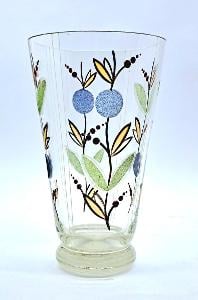 Starožitná skleněná váza, ručně malovaná 