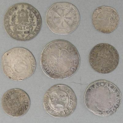 9 starých stříbrných mincí !