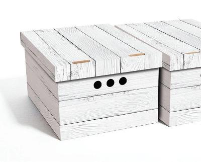 Dekoratívna krabica biela doska A4 úložný box, veľkosť 33x25x18cm