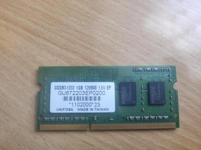 Paměti RAM pro notebook 1GB DDR3, 1333MHz