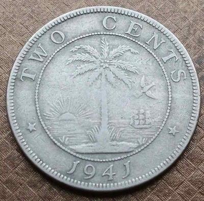 Libérie - Liberia 2 Cents 1941 pěkná velká  mince - Slon 