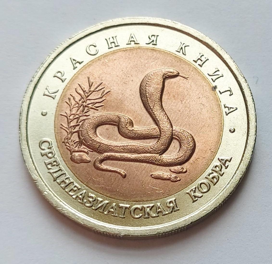 Rusko - 10 Rublov 1992 - Červená kniha - Kobra Stredoázijská - (č.562) - Európa numizmatika