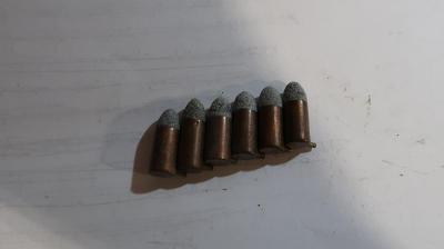 Historické náboje 7 mm Lefaucheux, 6 kusov, ´´B´´