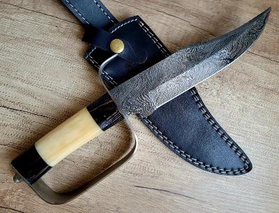 🔴velký lovecký Damaškový nůž / dýka PIRATE 32,5 cm s koženým pouzdrem