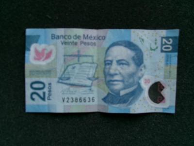 Bankovka Mexico Mexiko  20 dvacet Pesos polymer