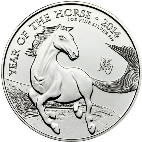 Mince 1 unca striebro Veľká Británia Lunar 2014 rok koňa bezchybná - Numizmatika