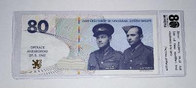80. výročí Operace Anthropoid pamětní bankovka