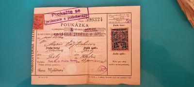 VLAK SLEVA JÍZDENKA ŽELEZNICE z Prahy do Kladna 1927