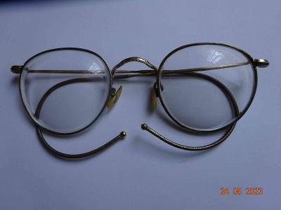 Starožitné zlaté brýle, punc, původní etue - Optik Mašín