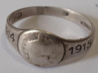 Zákopový prsten 1 světová válka stříbro 925 Krásný stav.