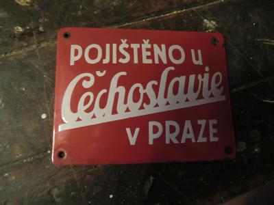 Stará cedule Pojištovna Čechoslavie.