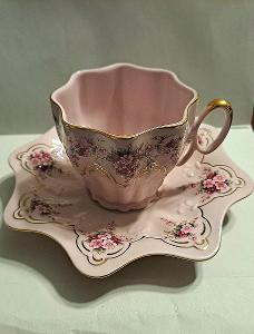 Růžový porcelán Chodov, H&C, s vadou viz.popis